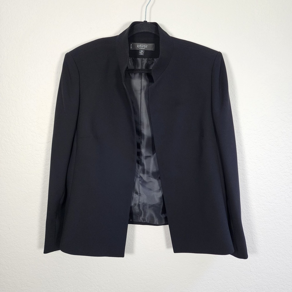 Kasper womens 2-piece black skirt suit size 16P business office - Picture 3 of 16